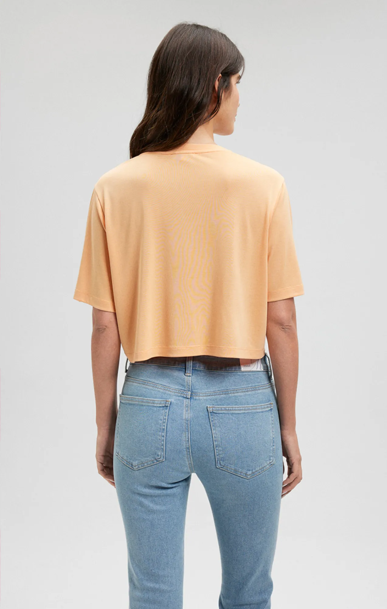 CROPPED SHORT SLEEVE T-SHIRT IN PEACH COBBLER