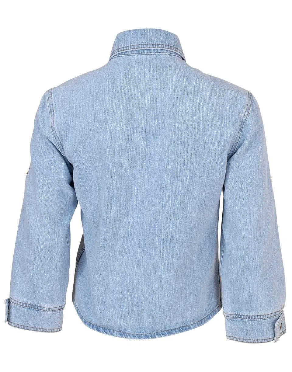 Cropped Sleeve Denim Jacket