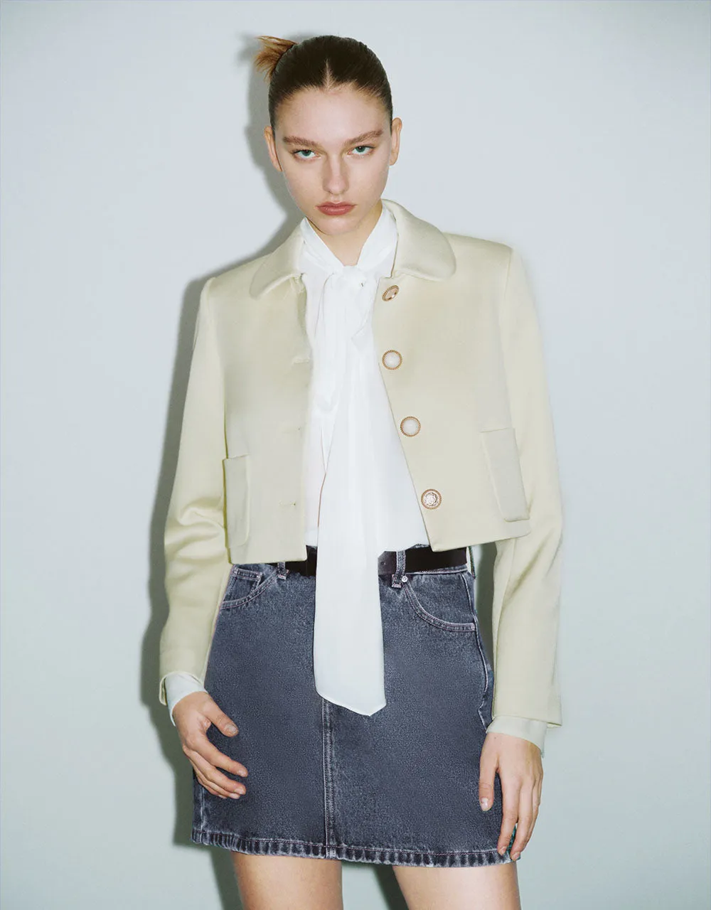 Cropped Straight Blazer Jacket