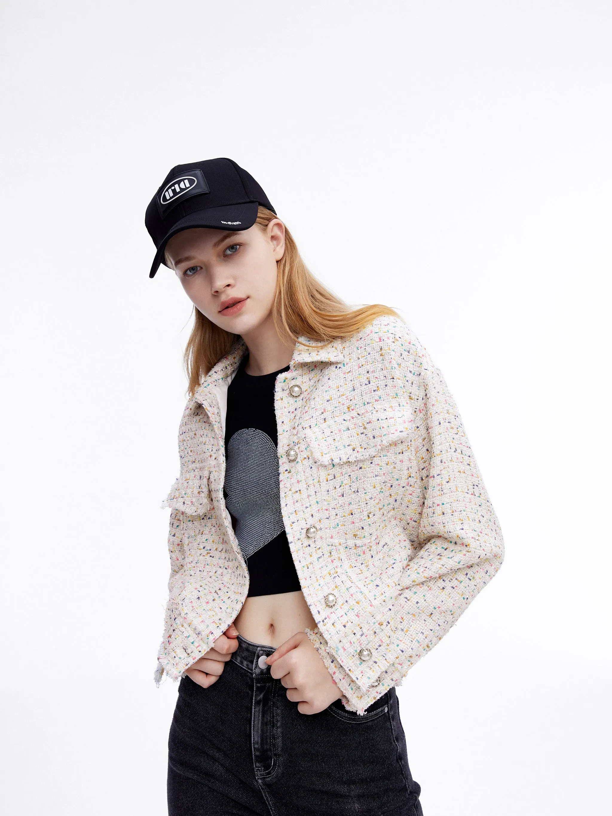 Cropped Tweed Trucker Jacket