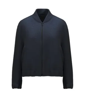 Cropped Wool Bomber Jacket in Navy