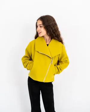 CROPPED WOOL JACKET -YELLOW