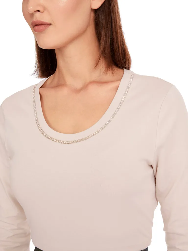 Deep Pearl T-Shirt With Crystal Trim