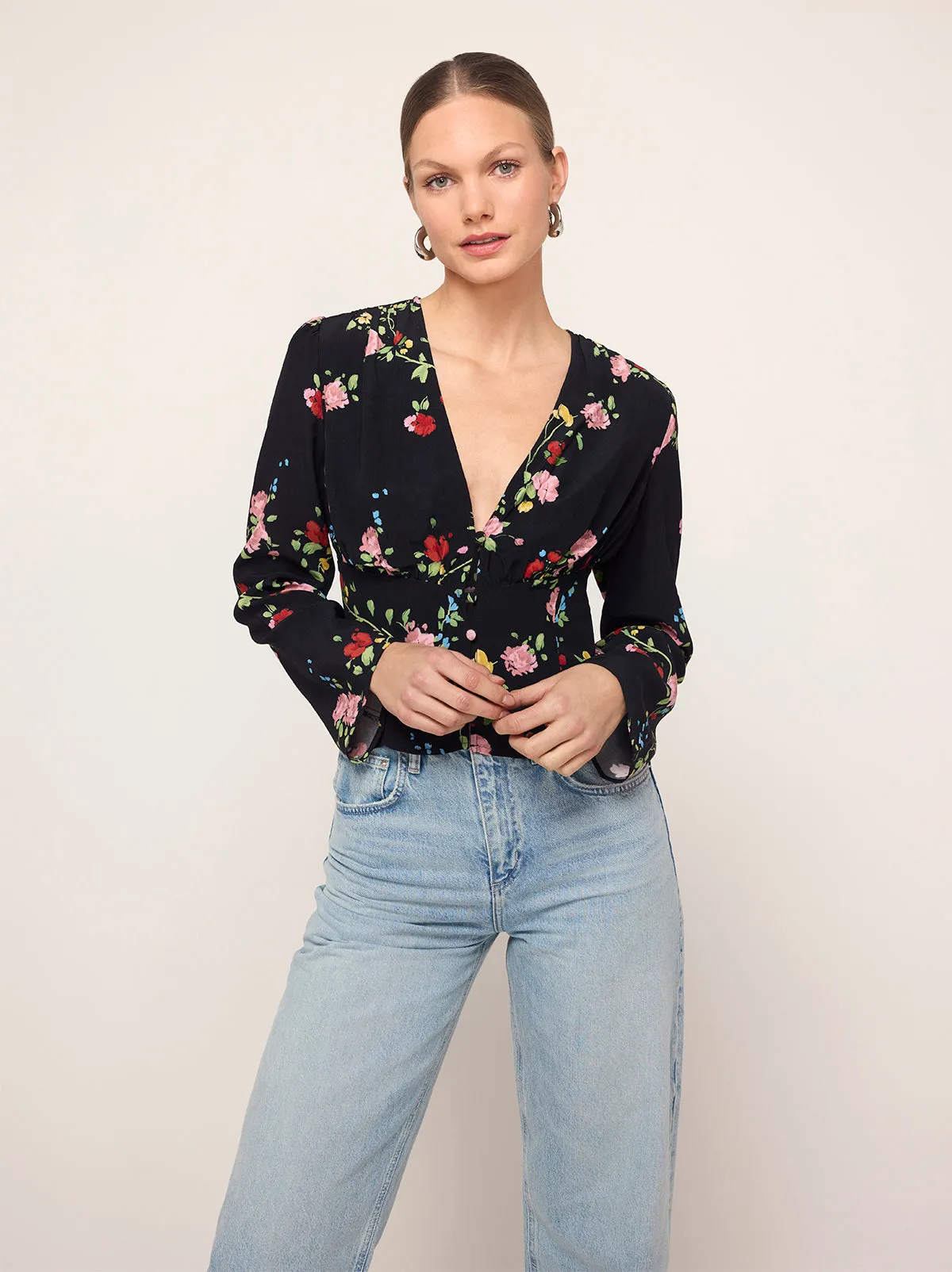 Demi Black Trailing Floral Print Top