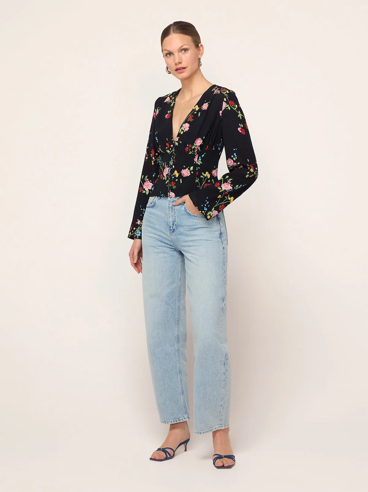 Demi Black Trailing Floral Print Top