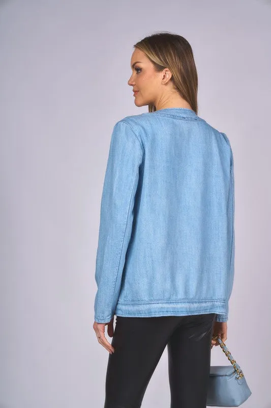 DENIM OPEN BLAZER