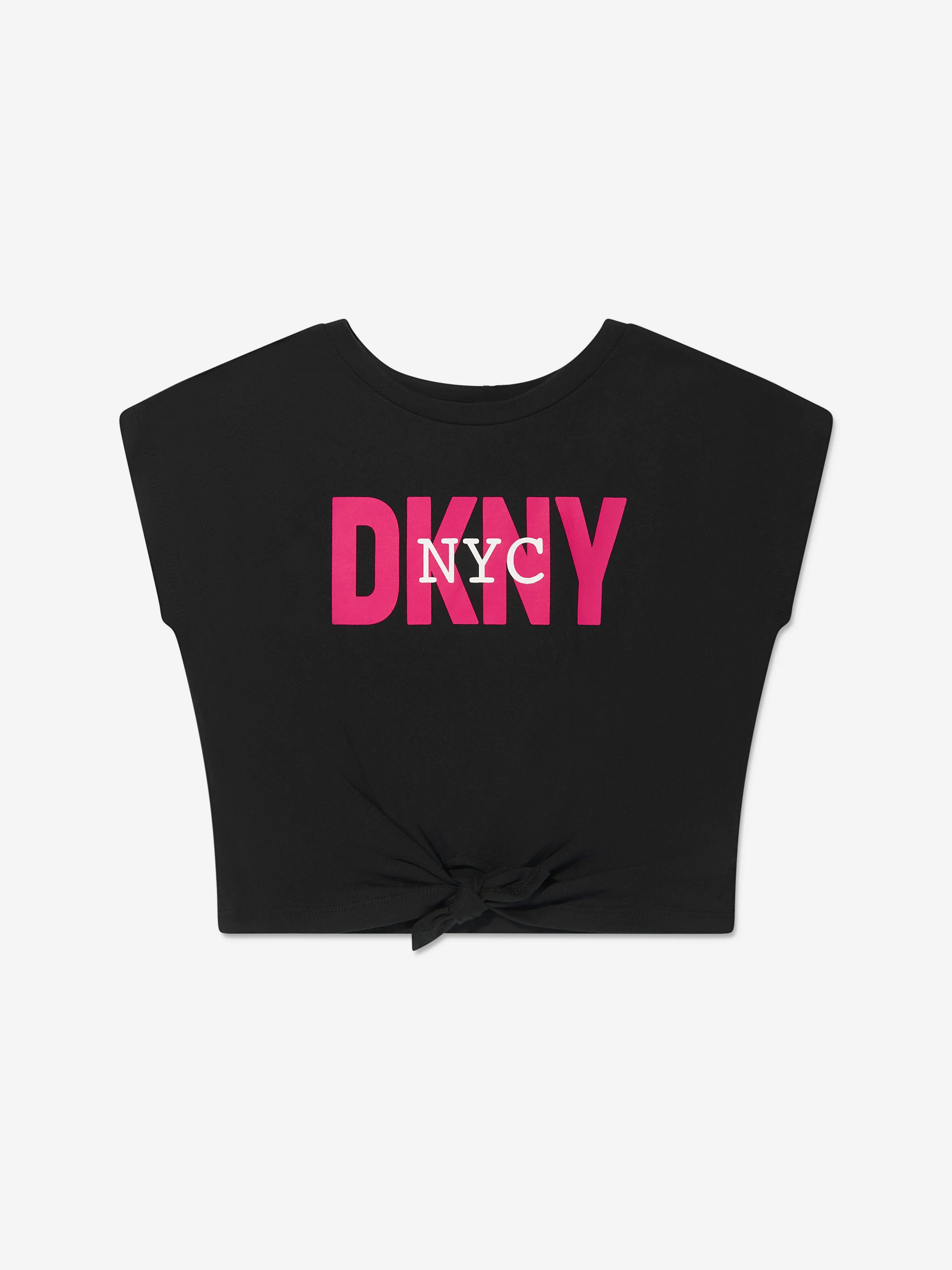 DKNY Girls Organic Cotton Cropped T-Shirt in Black