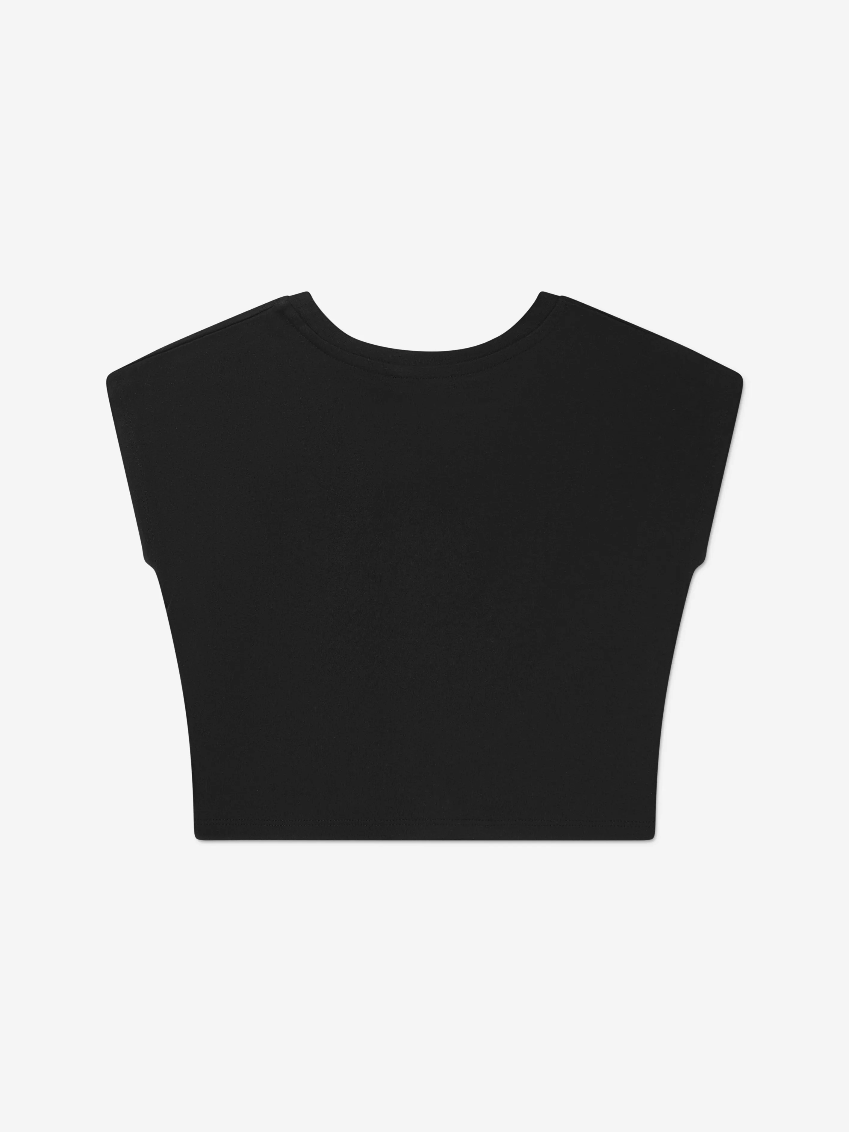 DKNY Girls Organic Cotton Cropped T-Shirt in Black