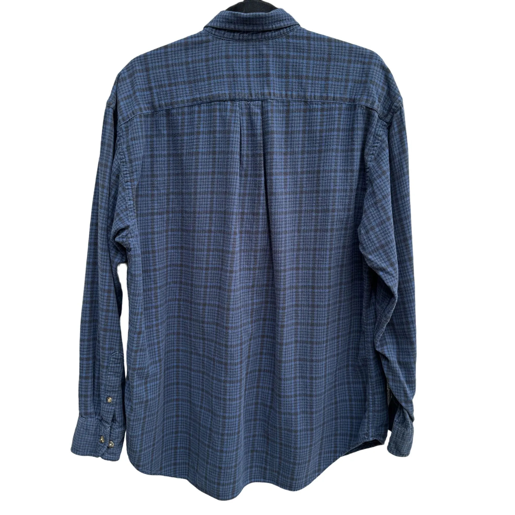 Dockers Mens Blue Black Long Sleeve Button Down Plaid Flannel Y2K Grunge Shirt