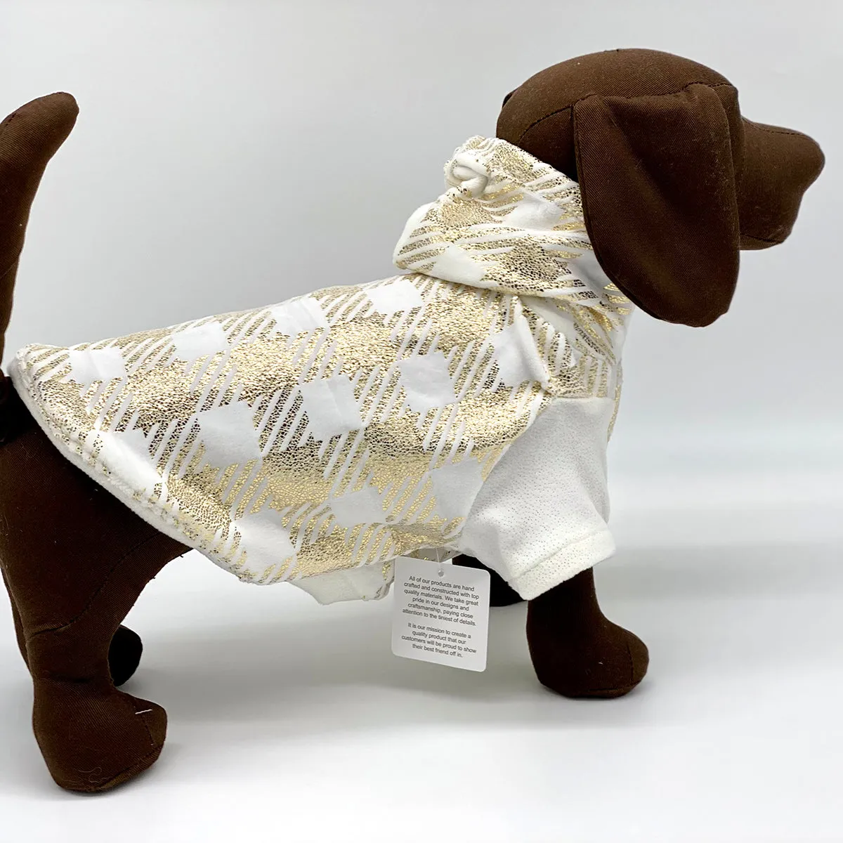 DoggieCoutureNY Gold Buffalo Plaid Hoodie