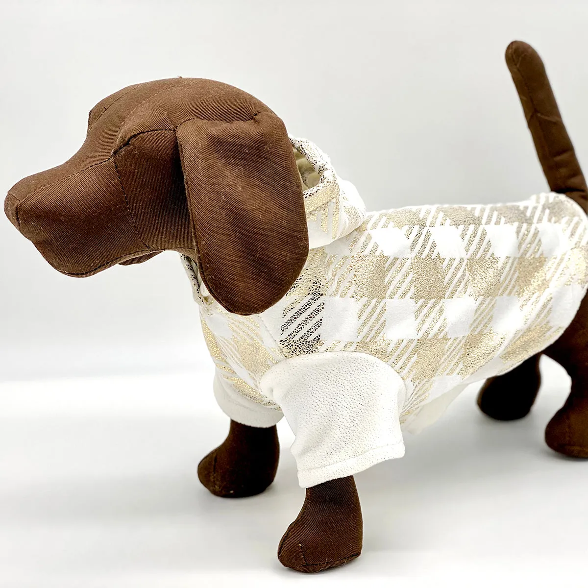 DoggieCoutureNY Gold Buffalo Plaid Hoodie