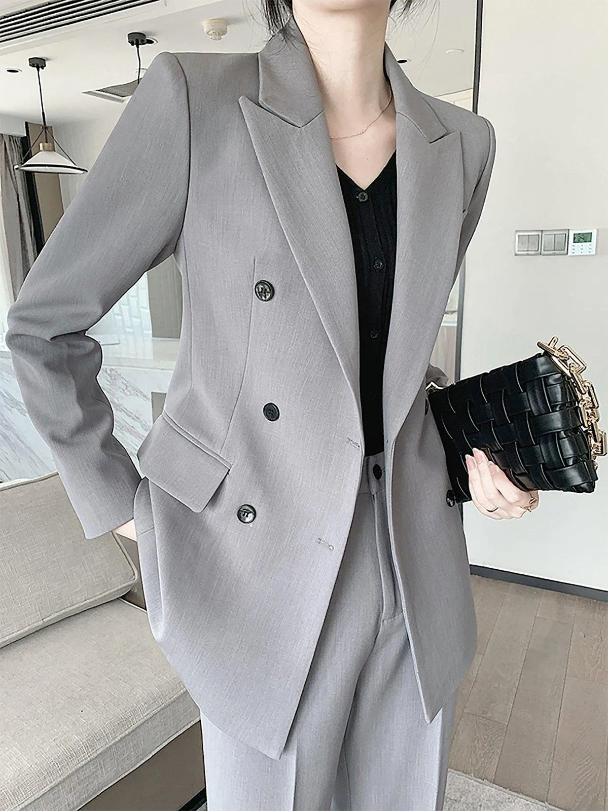 Double Breasted Blazer & Pants Two-Piece Set