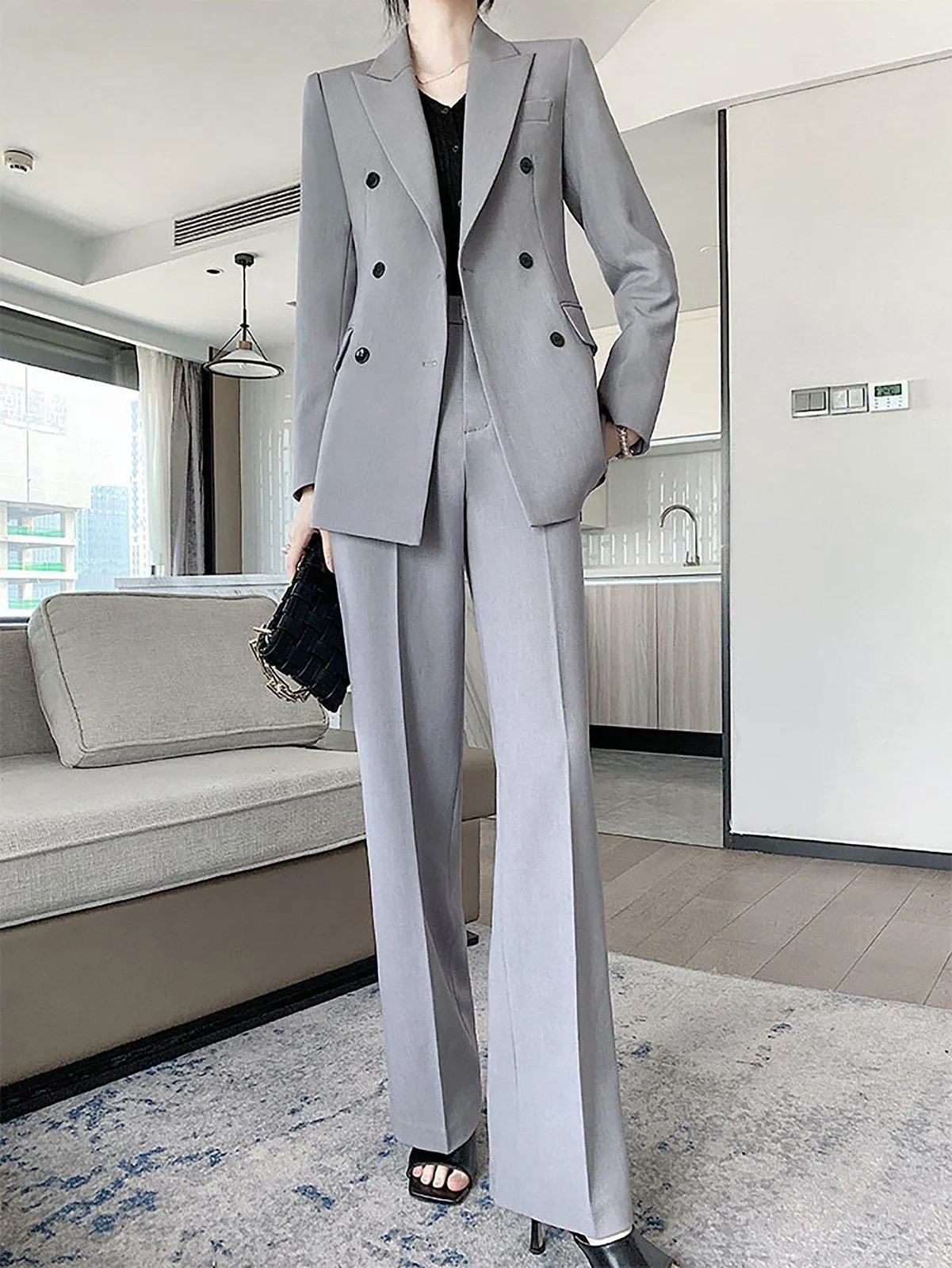 Double Breasted Blazer & Pants Two-Piece Set