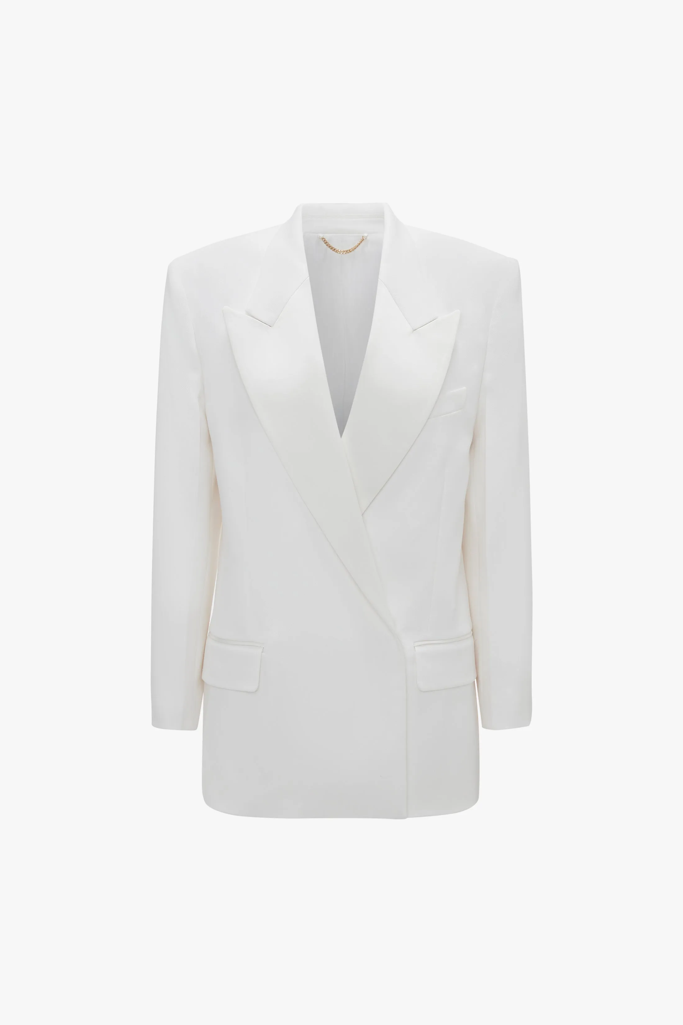 Double Breasted Tuxedo Jacket In Ivory