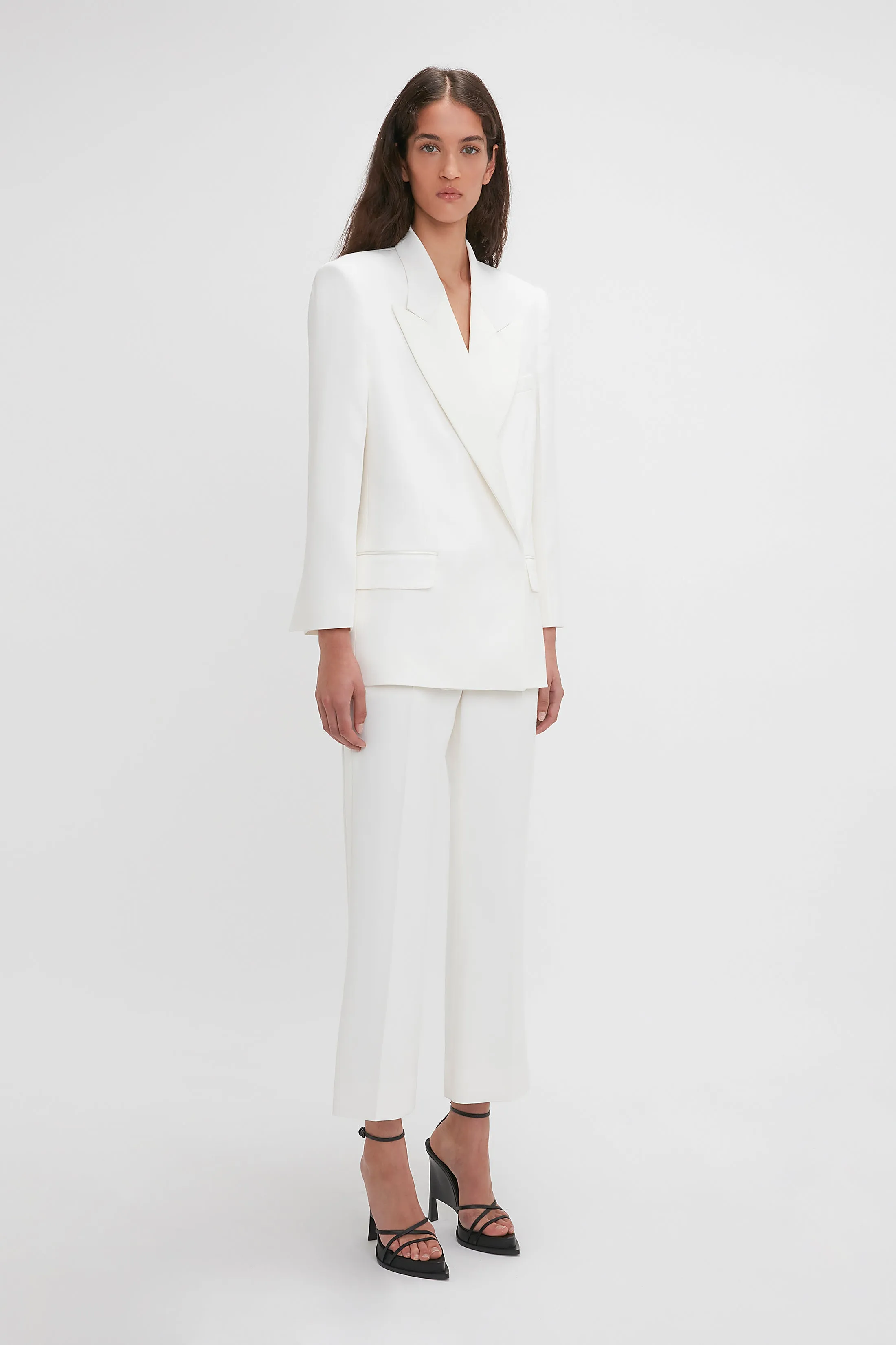 Double Breasted Tuxedo Jacket In Ivory