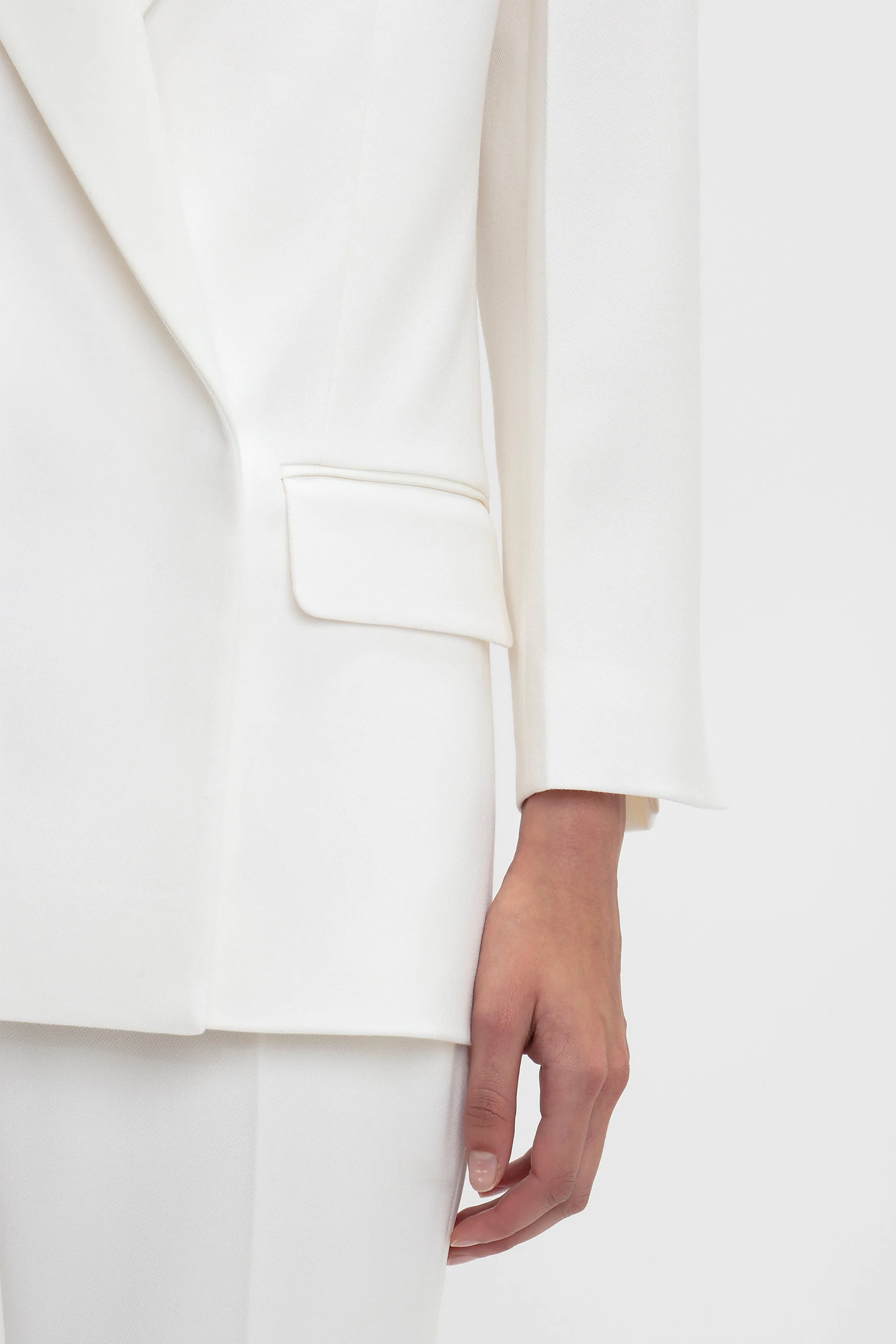 Double Breasted Tuxedo Jacket In Ivory