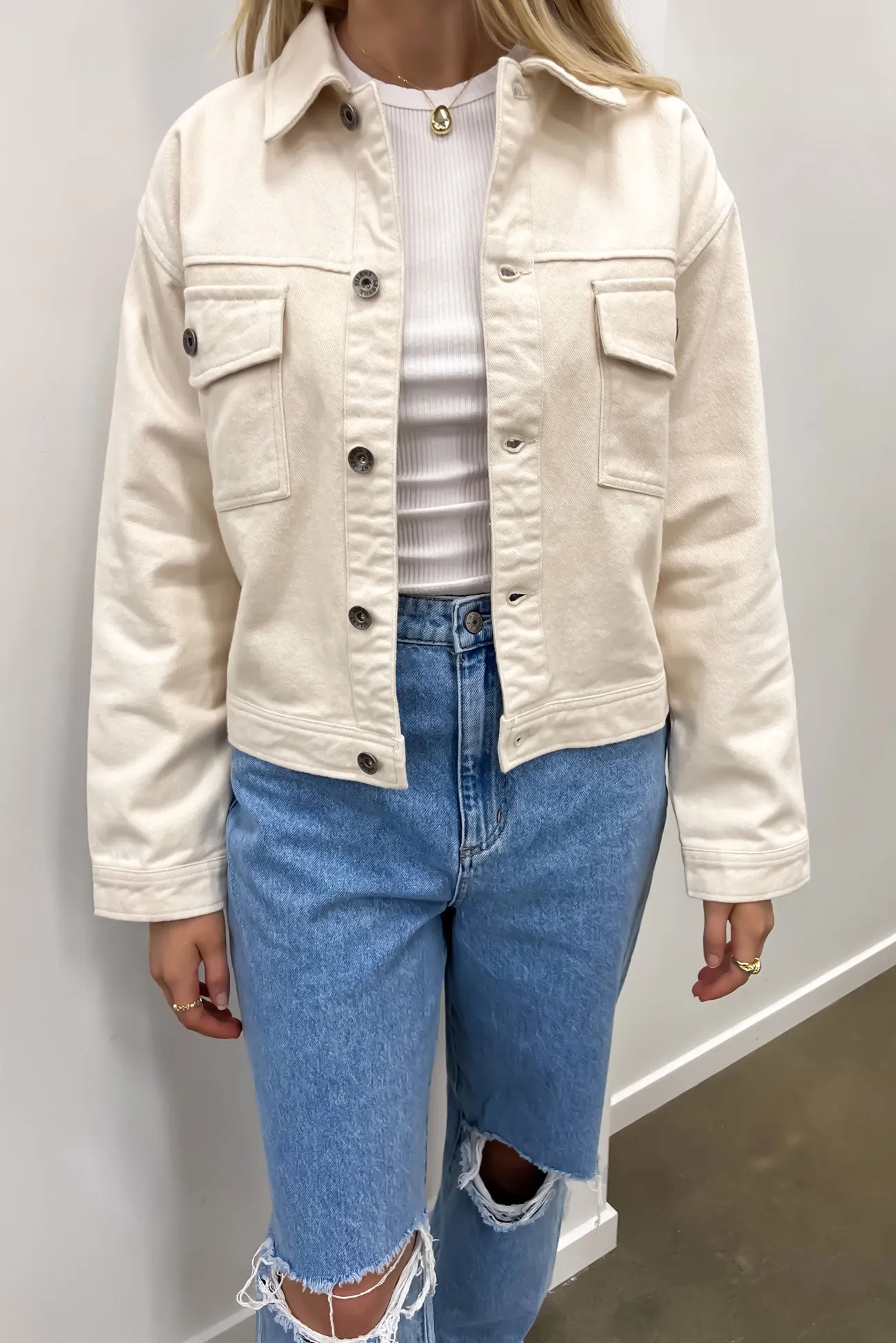 Dove Cropped Jacket Beige