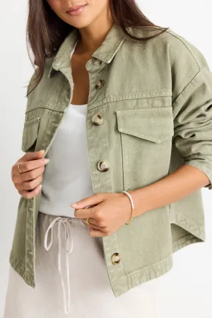 Echo Khaki Patch Pocket Denim Jacket