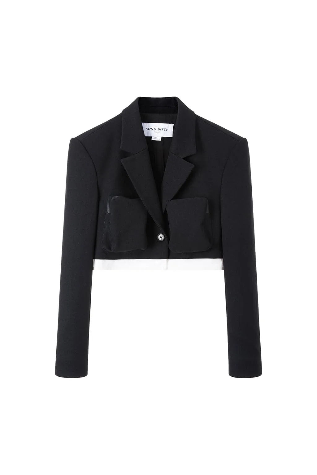 Elegance Cropped Jacket With Shoulder Pads