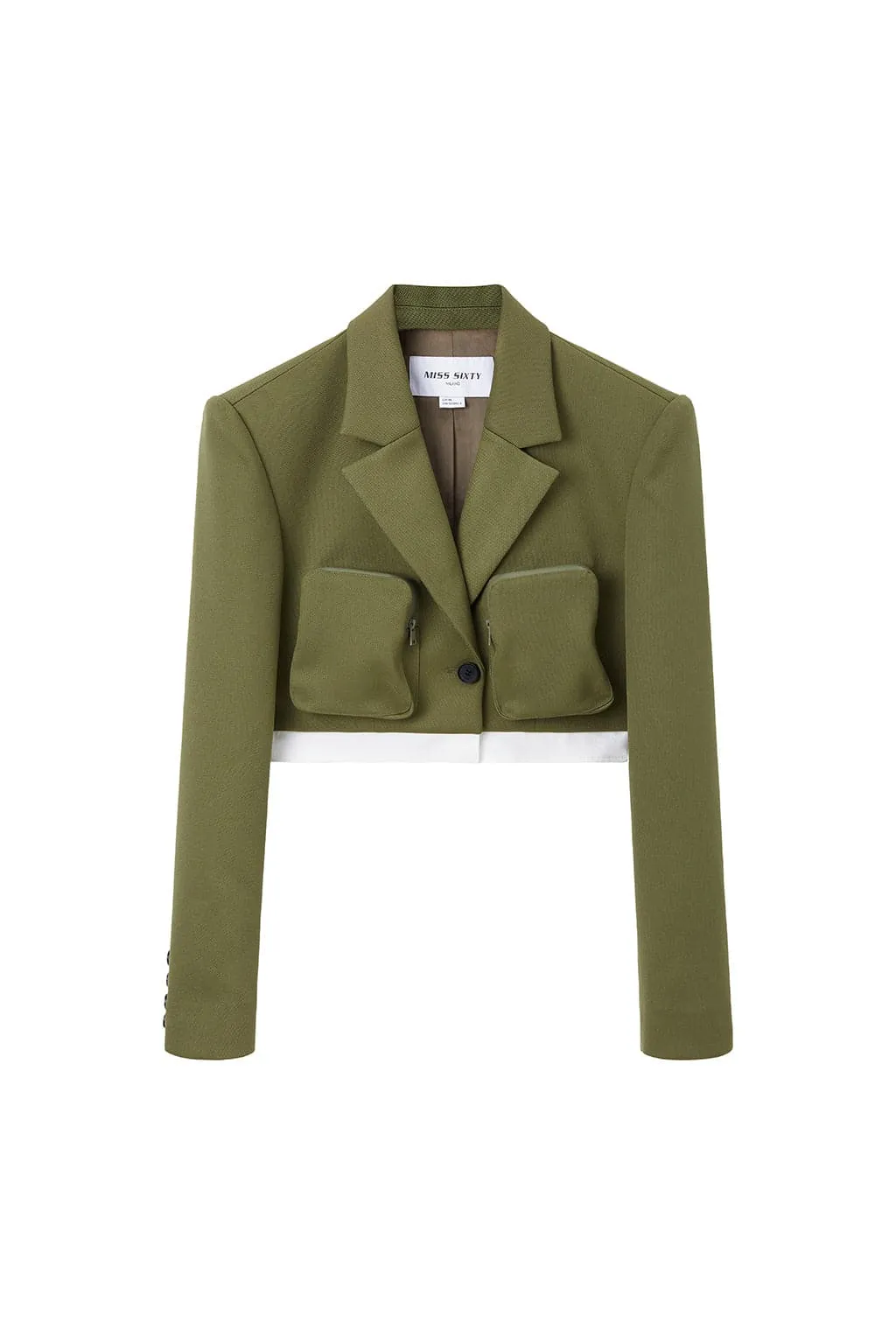 Elegance Cropped Jacket With Shoulder Pads