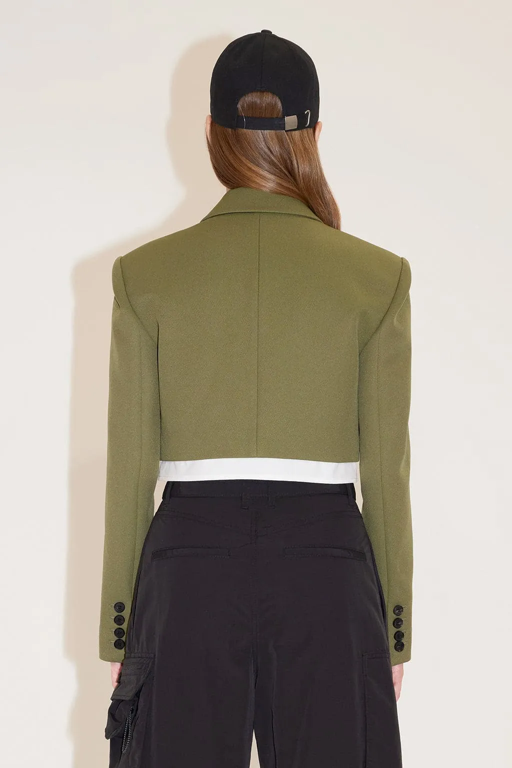 Elegance Cropped Jacket With Shoulder Pads