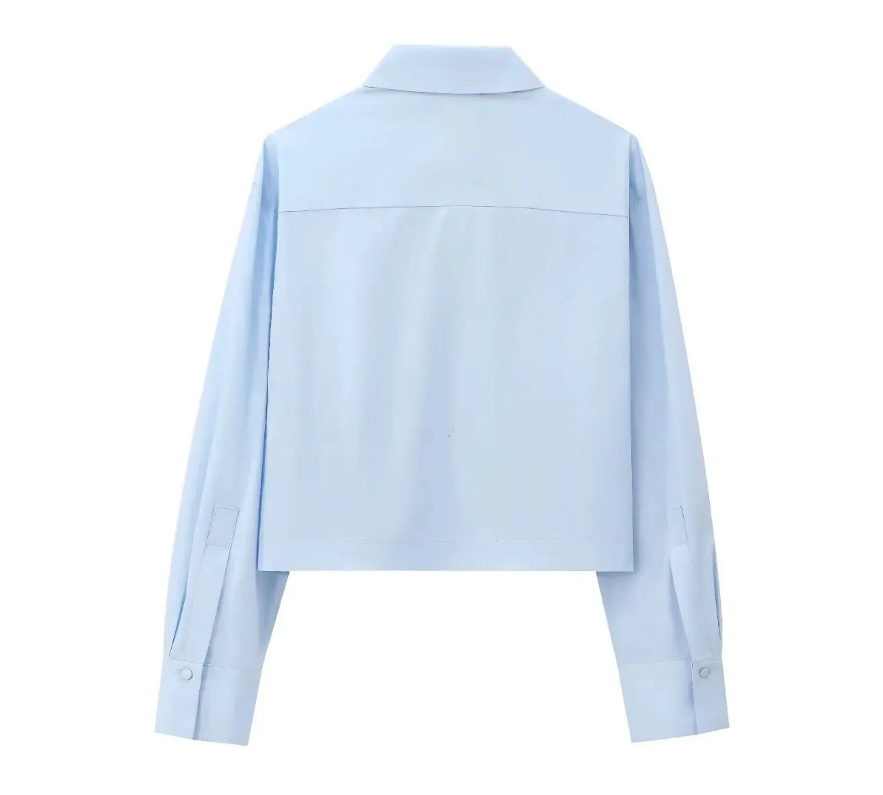 Elegant Crystal-Trimmed Cropped Shirt