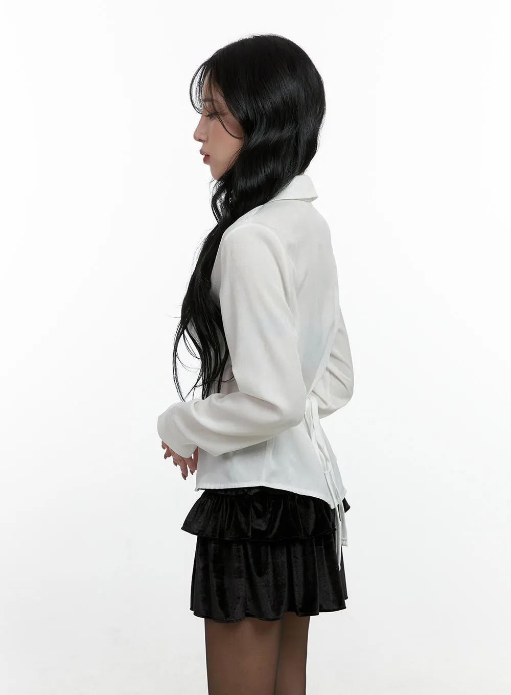 Elegant Pintuck Collared Blouse CN407