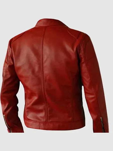 Elegant Red Leather Jacket