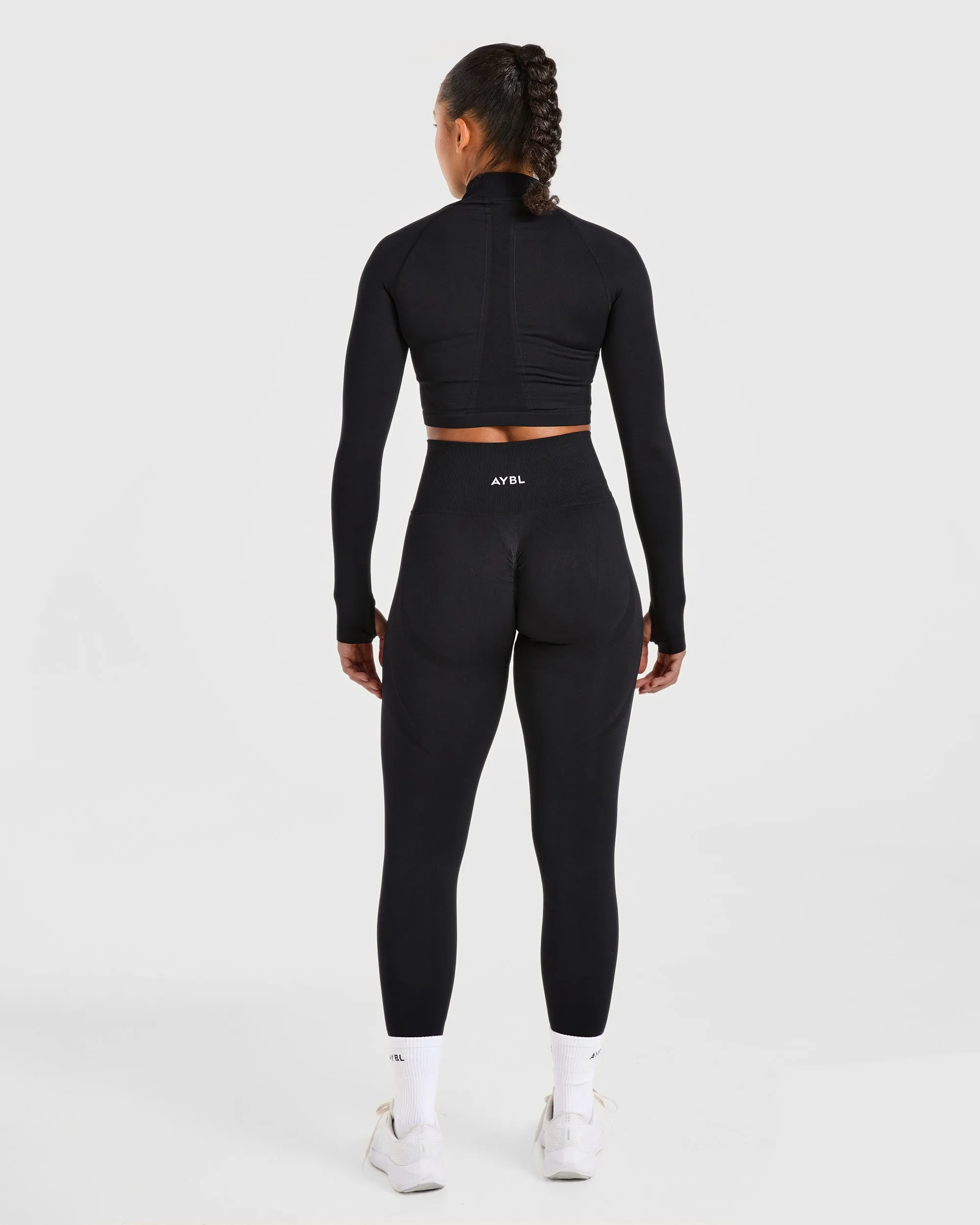 Empower Seamless Crop Zip Jacket - Black