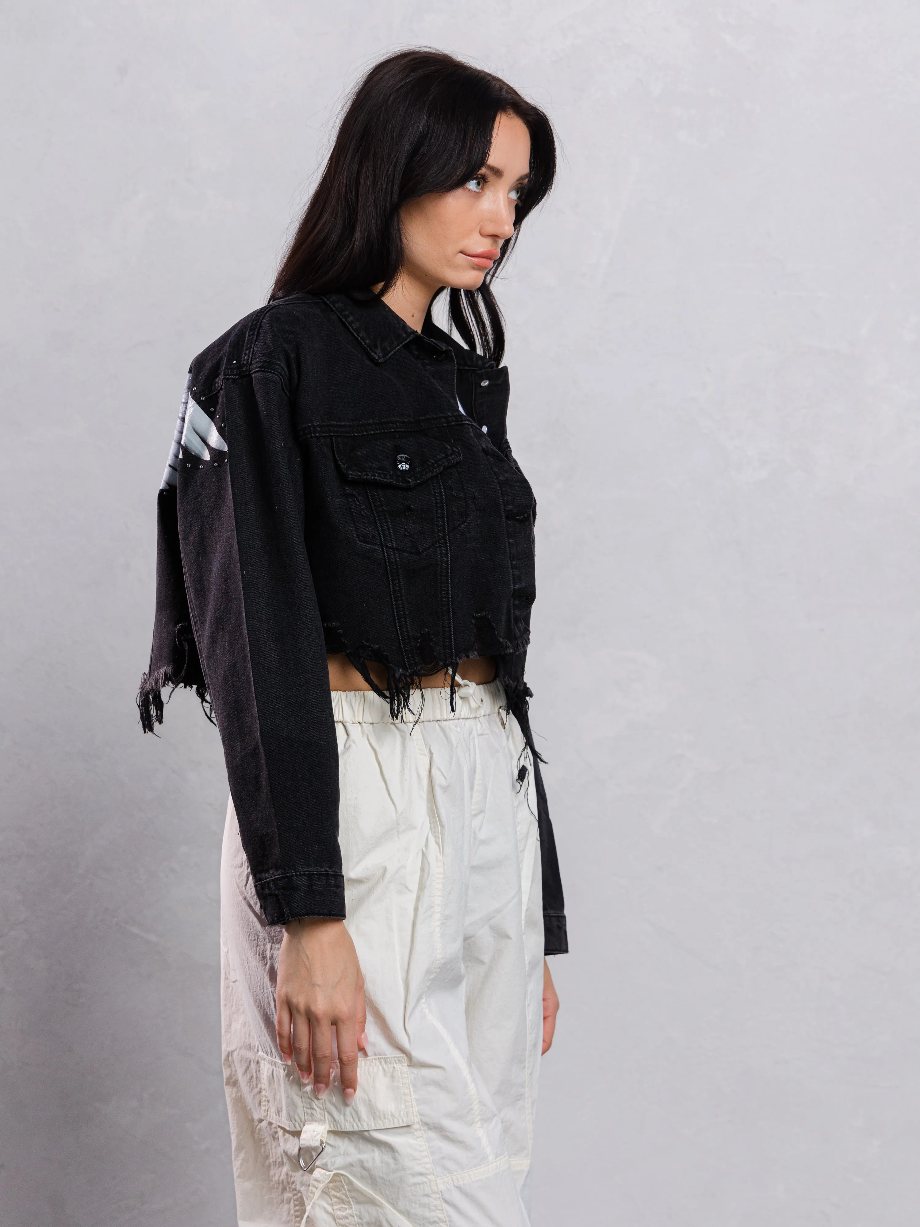 FALLEN ANGEL Crop Denim Jacket