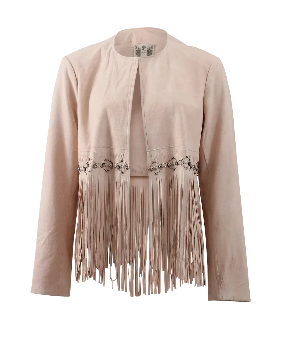 Fringe And Jeweled Leather Jacket