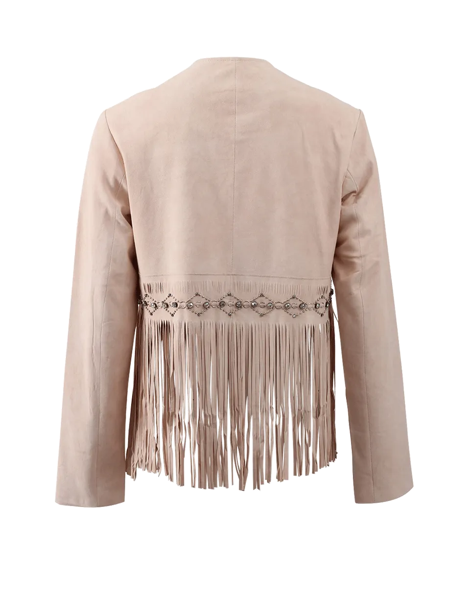 Fringe And Jeweled Leather Jacket