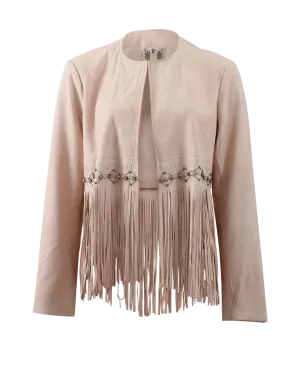 Fringe And Jeweled Leather Jacket