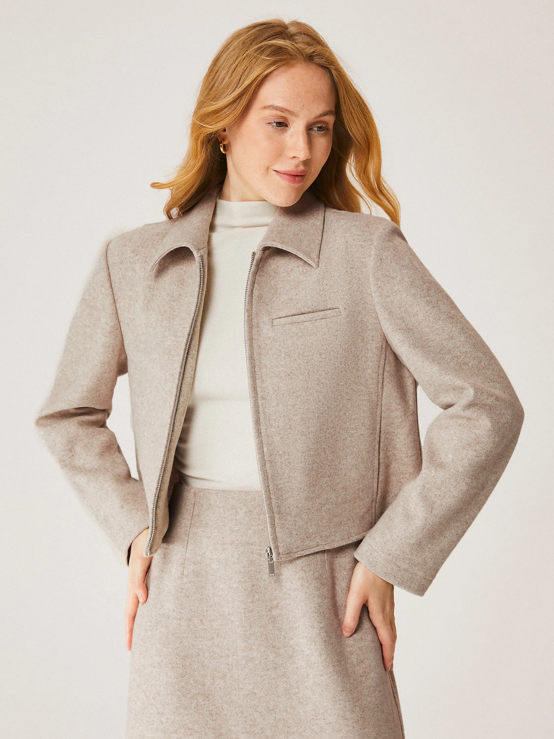 Full-Zip Cropped Jacket