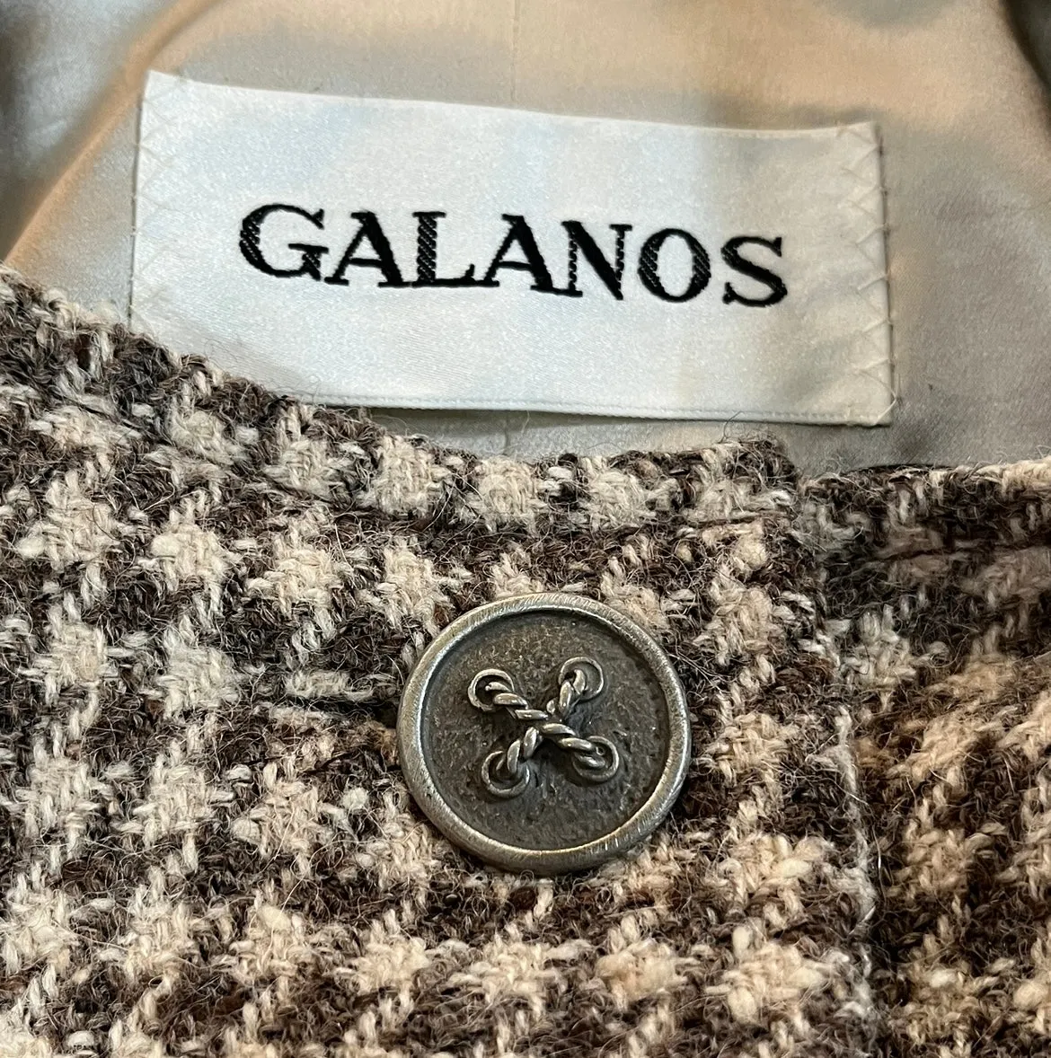 Galanos Houndstooth 2-Piece Cropped Jacket and Pants Ensemble