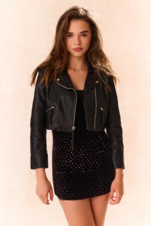 Girls Apolline Cropped Lamb Leather Jacket