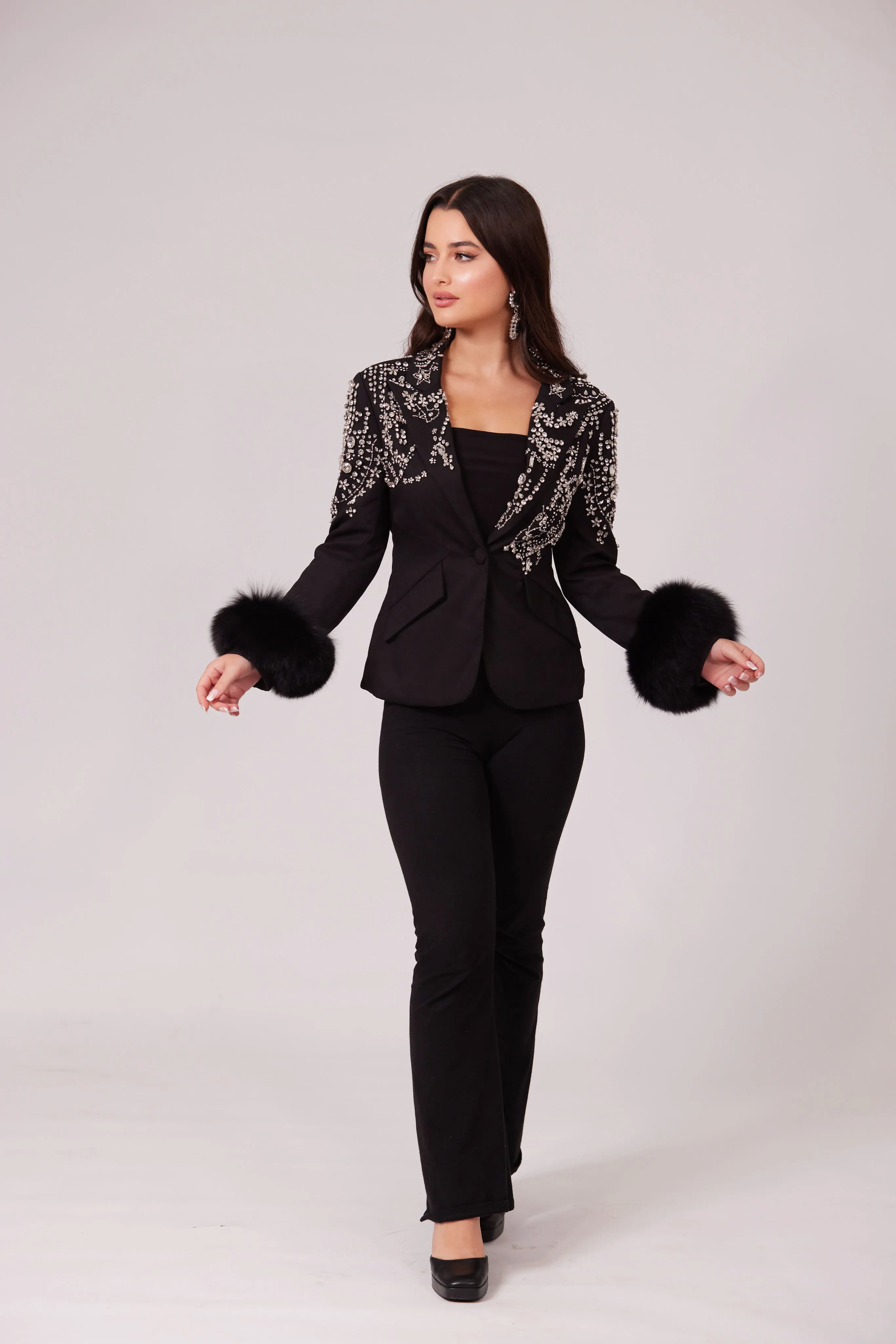 GRACE BLACK RHINESTONE BLAZER