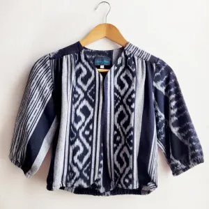 Hand Loomed Indonesian Black Ikat Bolero (Size S / 8-10) - No. 6