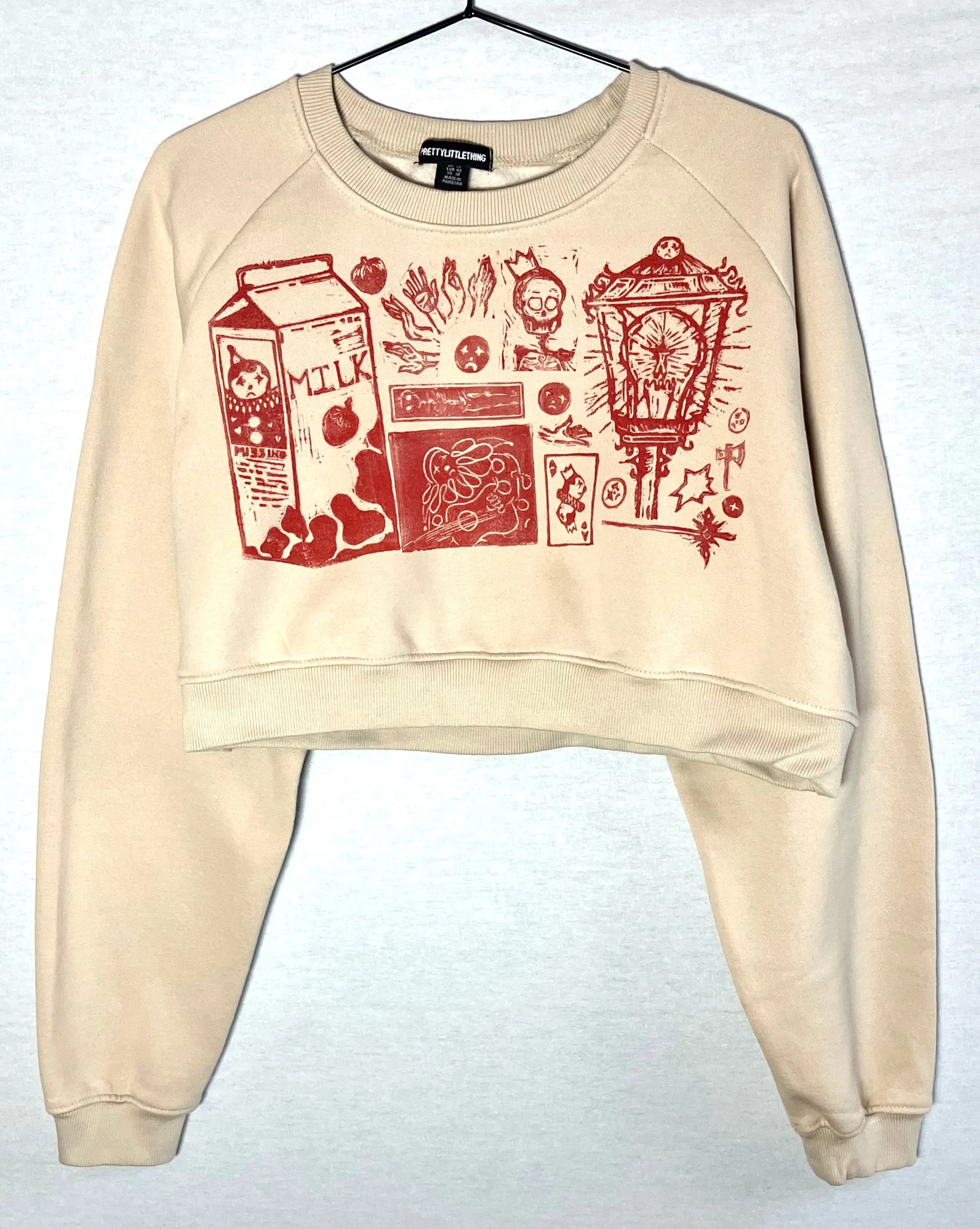 Handprinted cropped sweatshirt size 14