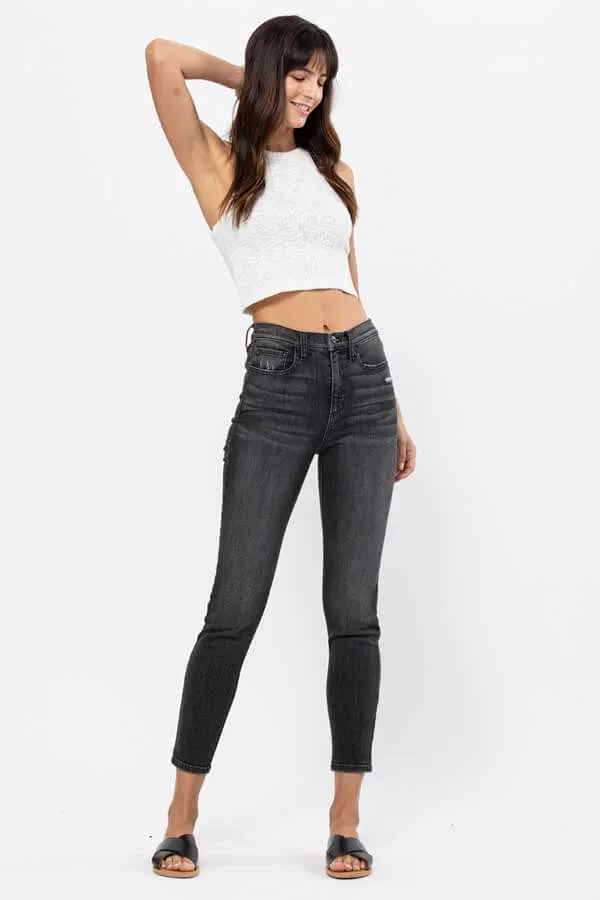 High Rise Skinny Washed Jeans