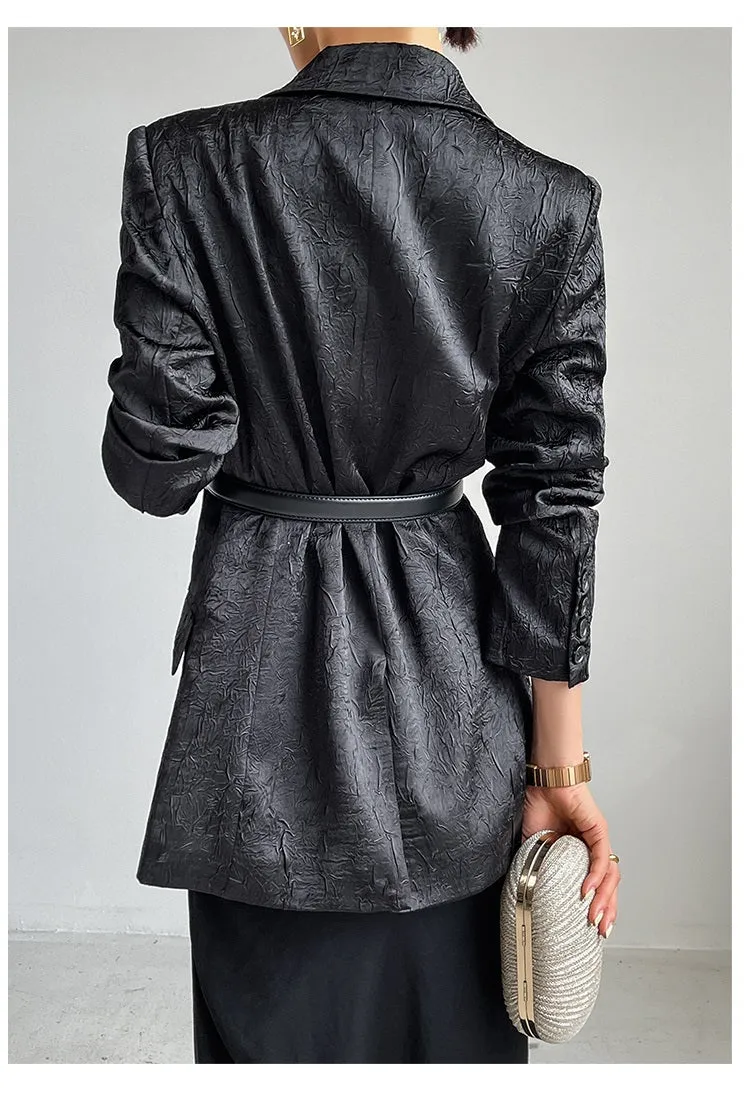 Huanzi high end designer high-quality satin jacquard suit jacket blazer - Nibi