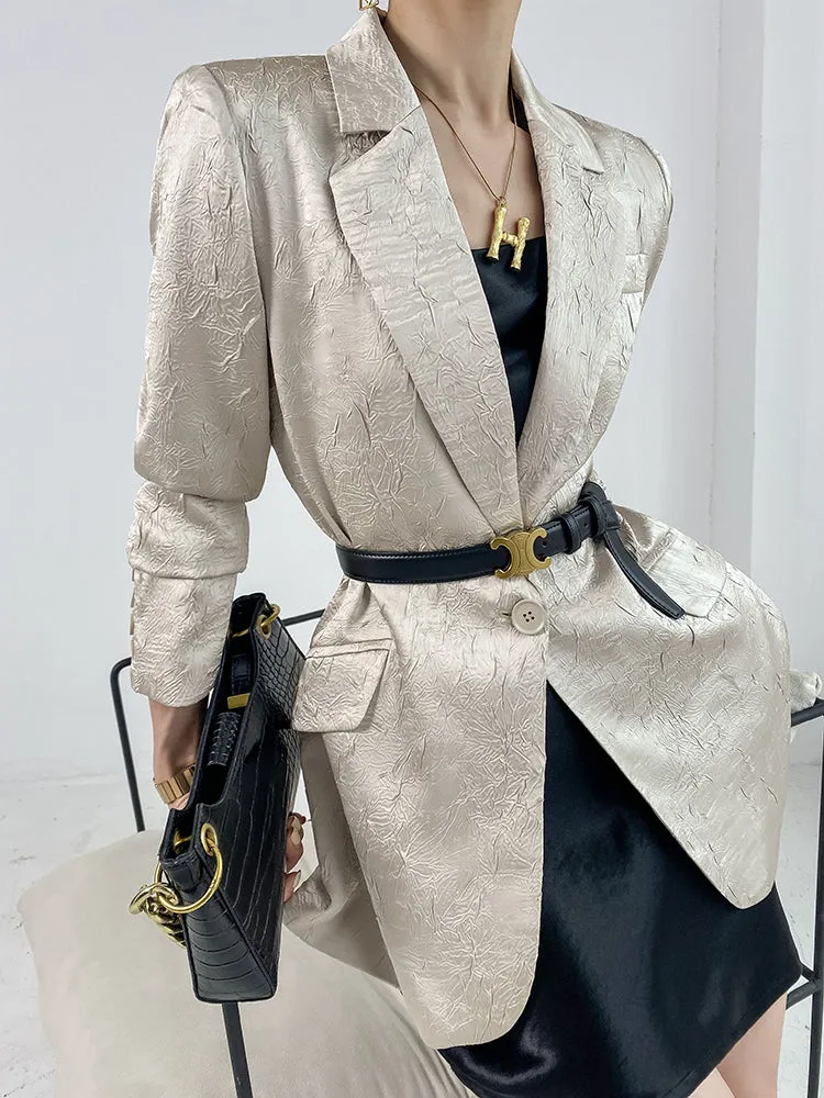 Huanzi high end designer high-quality satin jacquard suit jacket blazer - Nibi