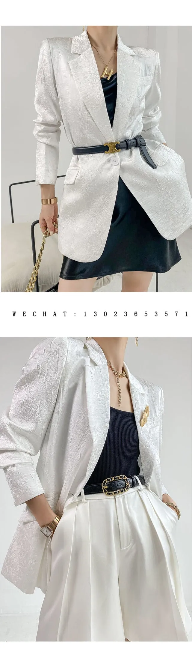 Huanzi high end designer high-quality satin jacquard suit jacket blazer - Nibi