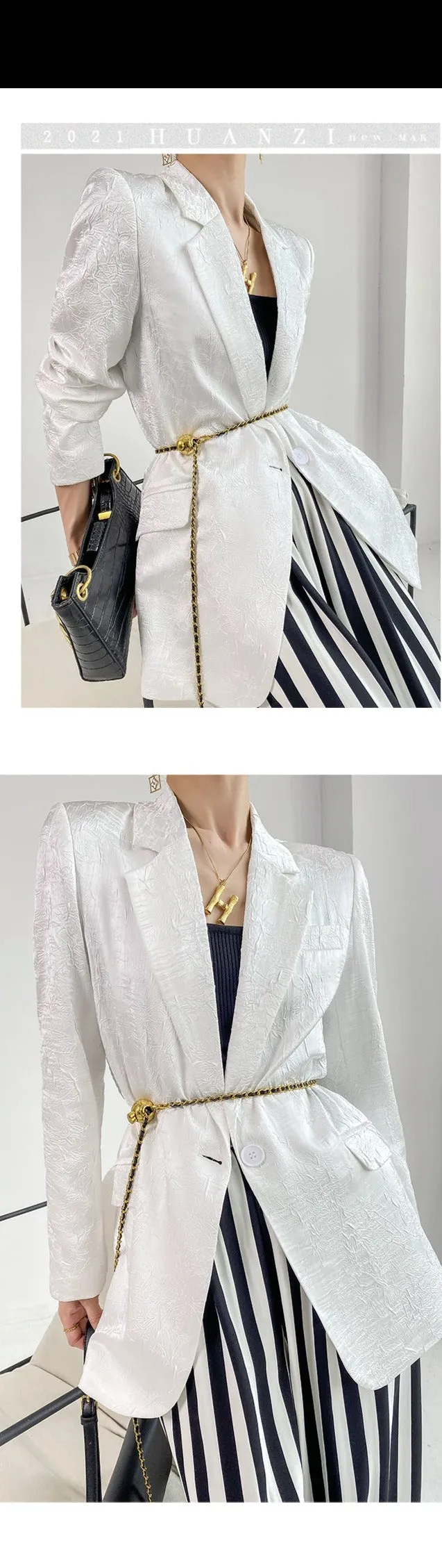 Huanzi high end designer high-quality satin jacquard suit jacket blazer - Nibi