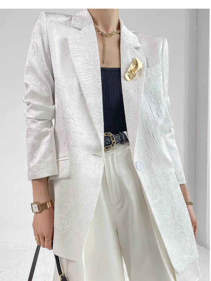 Huanzi high end designer high-quality satin jacquard suit jacket blazer - Nibi