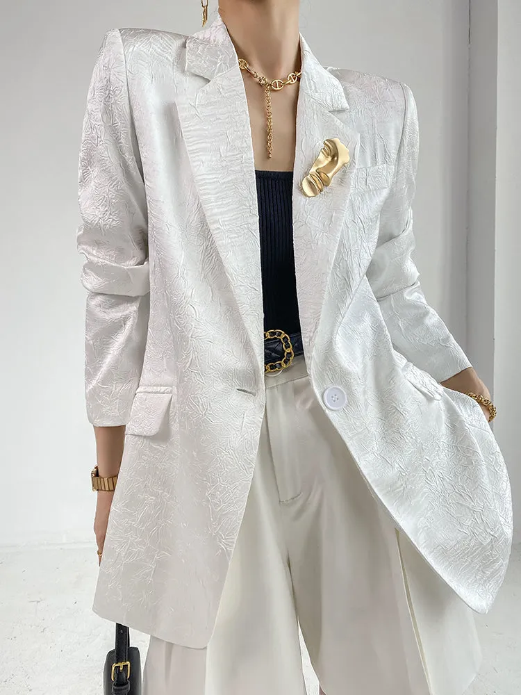 Huanzi high end designer high-quality satin jacquard suit jacket blazer - Nibi