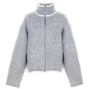 Iben Zip Jacket - Light Grey With White