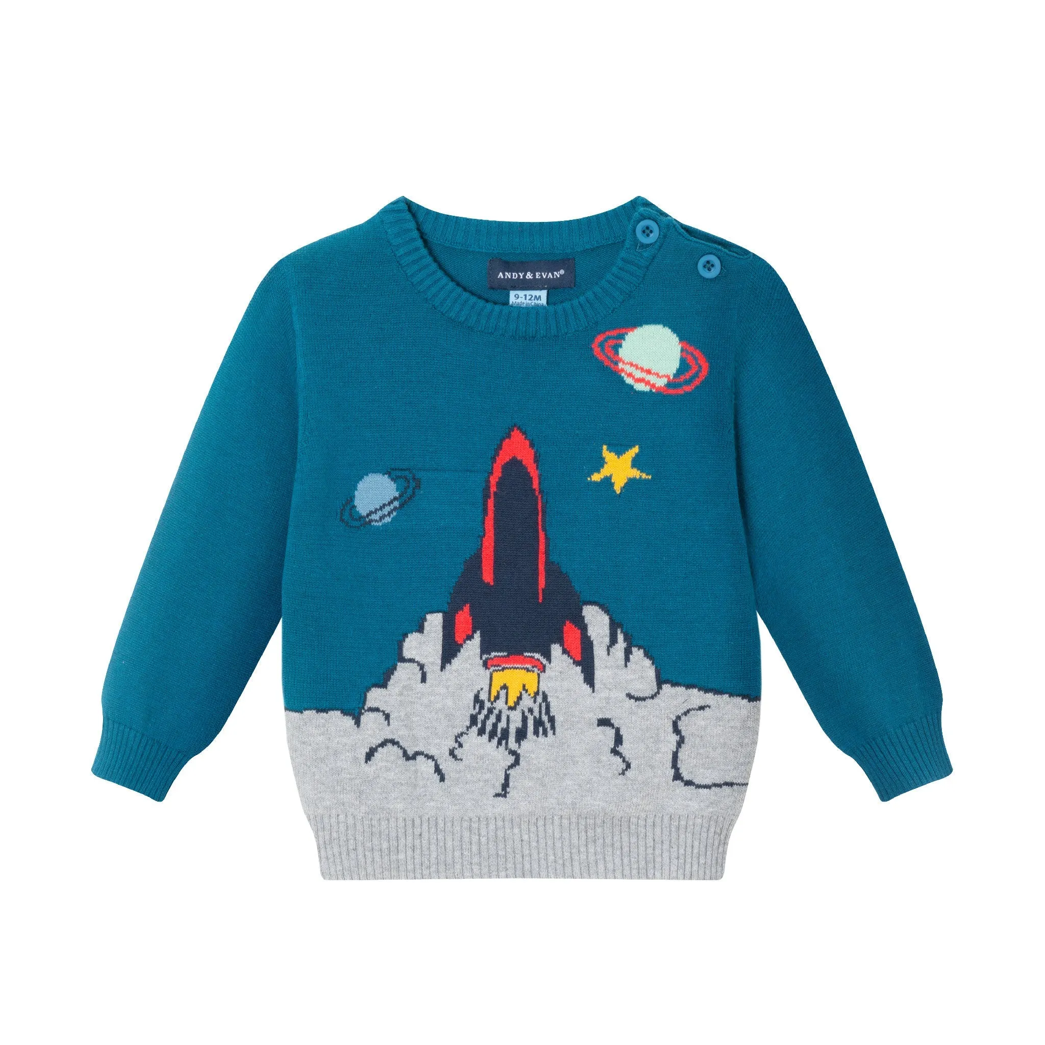 Infant Sweater Set | Teal Spaceship