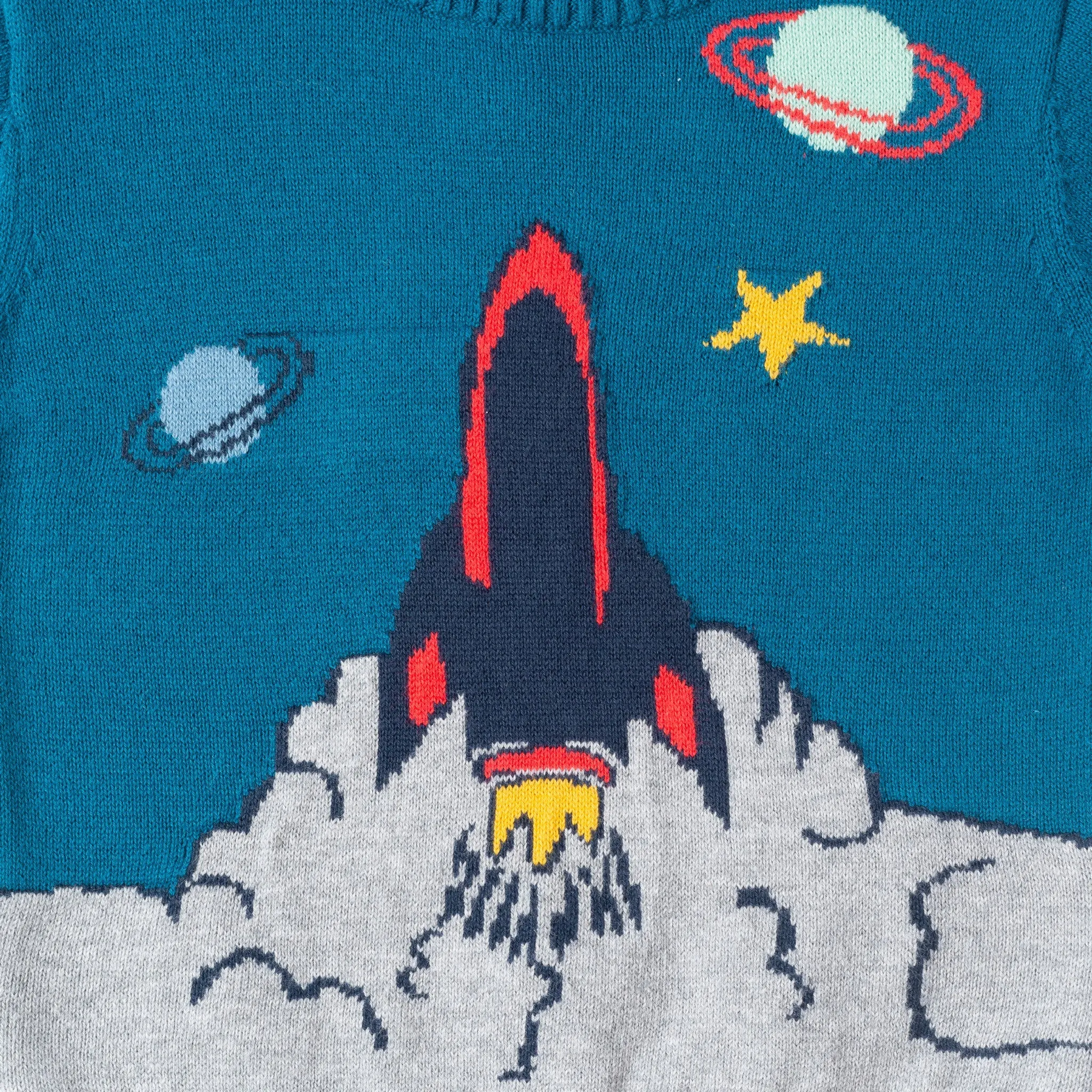 Infant Sweater Set | Teal Spaceship