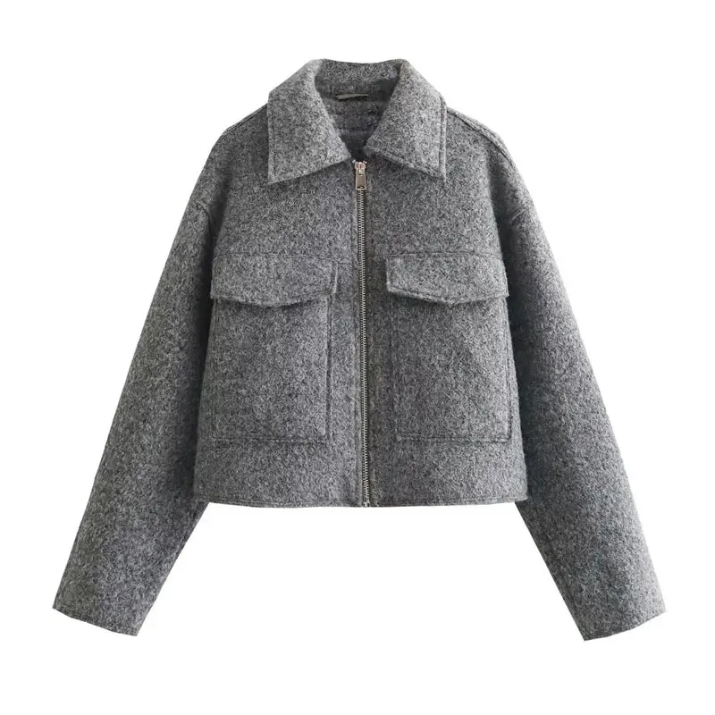 Ivyshape | Cropped Tweed Jacket